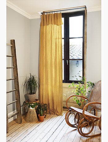Rideau ajustable + 8 anneaux pince – Gaze de coton – Gaïa
