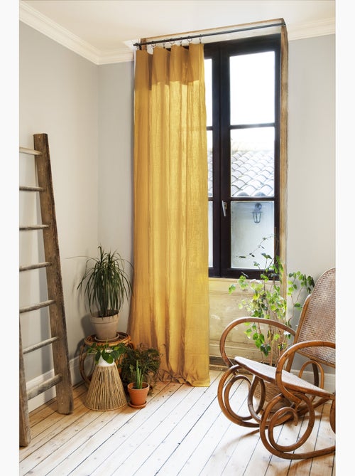 Rideau ajustable + 8 anneaux pince – Gaze de coton – Gaïa - Kiabi