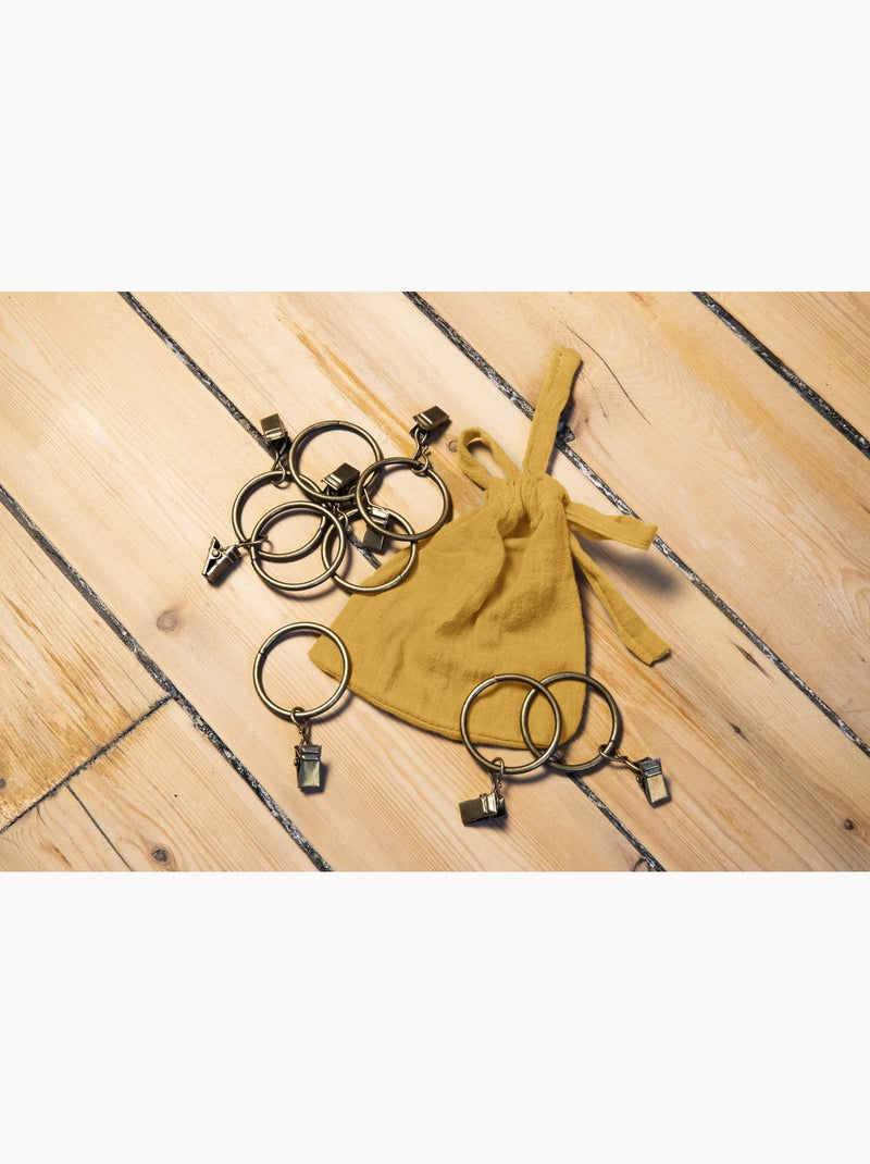 Rideau ajustable + 8 anneaux pince – Gaze de coton – Gaïa Safran - Kiabi