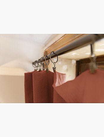Rideau ajustable + 8 anneaux pince – Gaze de coton – Gaïa