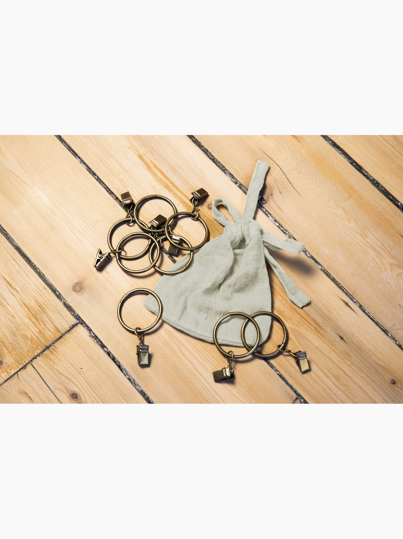 Rideau ajustable + 8 anneaux pince – Gaze de coton – Gaïa Vert d'eau - Kiabi