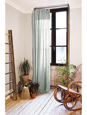 Rideau ajustable + 8 anneaux pince – Gaze de coton – Gaïa