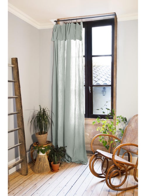 Rideau ajustable + 8 anneaux pince – Gaze de coton – Gaïa - Kiabi