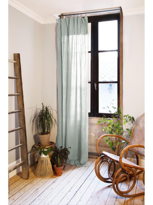 Rideau ajustable + 8 anneaux pince – Gaze de coton – Gaïa - Kiabi
