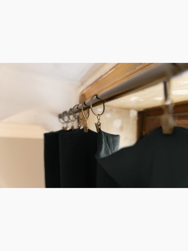 Rideau ajustable + 8 anneaux pince – gaze de coton – gaïa Vert sapin - Kiabi