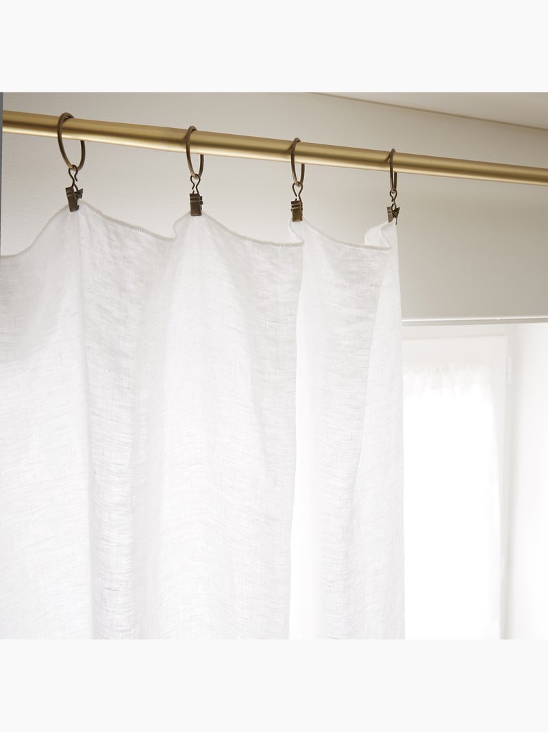 Rideau Ajustable + 8 Anneaux Pince – Lin Lavé Français Luxe - Soline Blanc - Kiabi