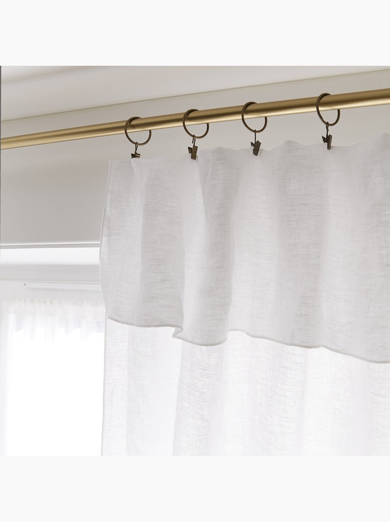Rideau Ajustable + 8 Anneaux Pince – Lin Lavé Français Luxe - Soline Blanc - Kiabi