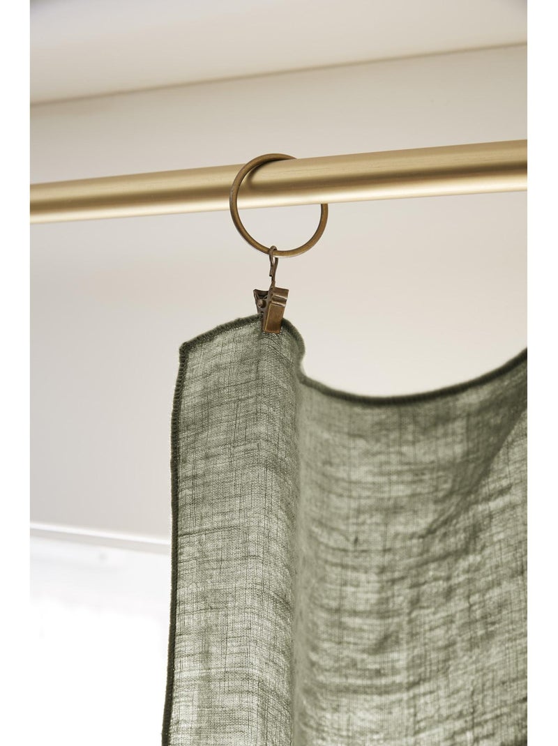 Rideau Ajustable + 8 Anneaux Pince – Lin Lavé Français Luxe - Soline Gris foncé - Kiabi