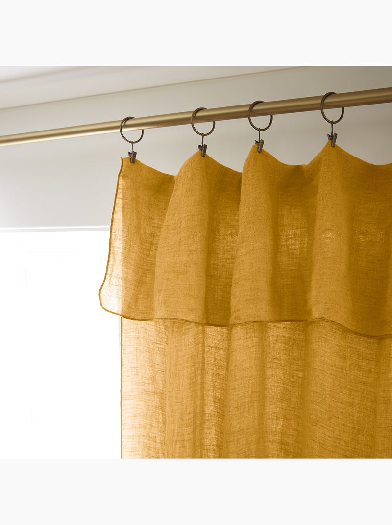 Rideau Ajustable + 8 Anneaux Pince – Lin Lavé Français Luxe - Soline Jaune - Kiabi