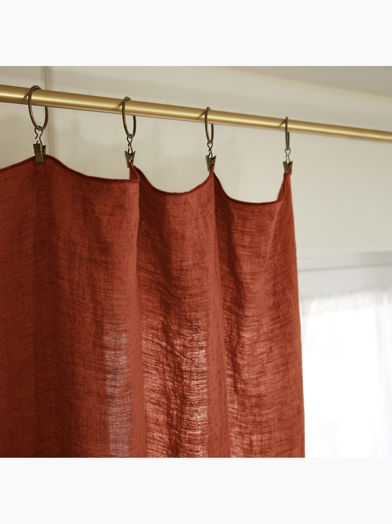 Rideau Ajustable + 8 Anneaux Pince – Lin Lavé Français Luxe - Soline Kaki - Kiabi