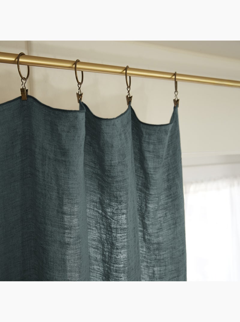 Rideau Ajustable + 8 Anneaux Pince – Lin Lavé Français Luxe - Soline Orange - Kiabi