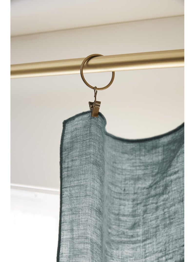 Rideau Ajustable + 8 Anneaux Pince – Lin Lavé Français Luxe - Soline Orange - Kiabi