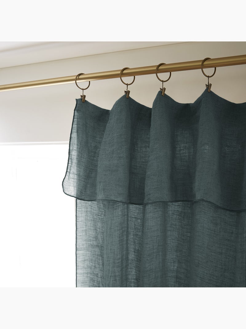 Rideau Ajustable + 8 Anneaux Pince – Lin Lavé Français Luxe - Soline Orange - Kiabi