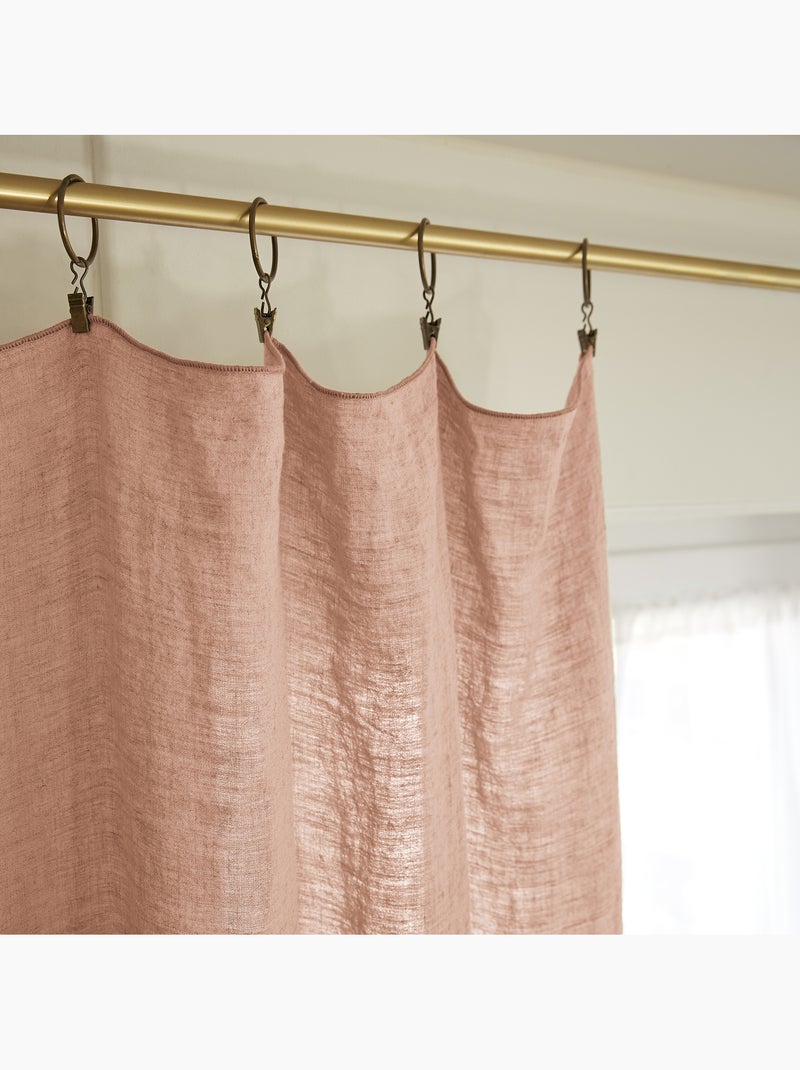 Rideau Ajustable + 8 Anneaux Pince – Lin Lavé Français Luxe - Soline Rose - Kiabi