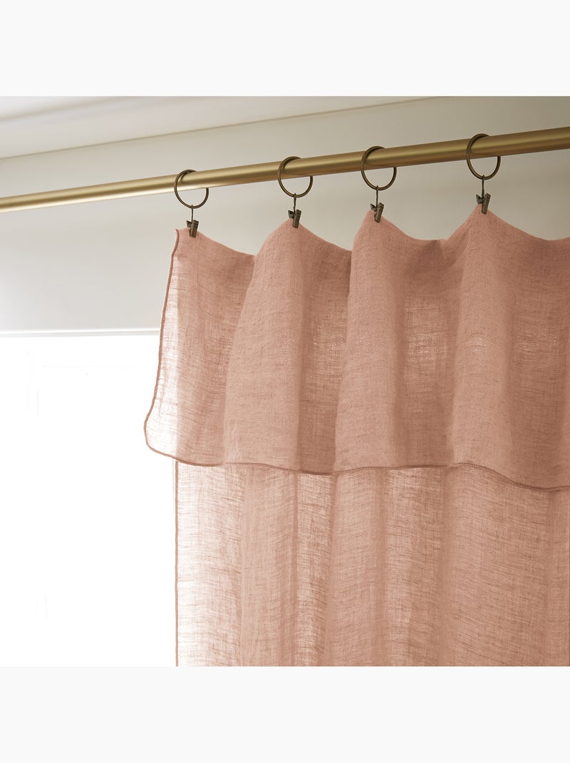 Rideau Ajustable + 8 Anneaux Pince – Lin Lavé Français Luxe - Soline Rose - Kiabi