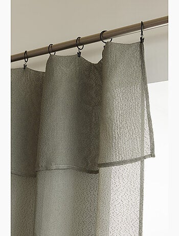 Rideau ajustable + 8 anneaux pince polyester effet bouclette