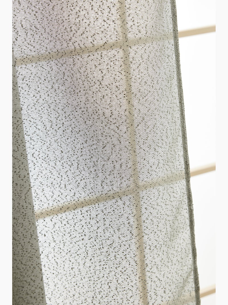 Rideau ajustable + 8 anneaux pince polyester effet bouclette Kaki - Kiabi
