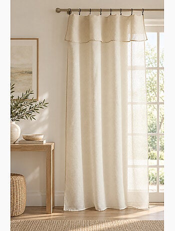 Rideau ajustable + 8 anneaux pince polyester effet bouclette