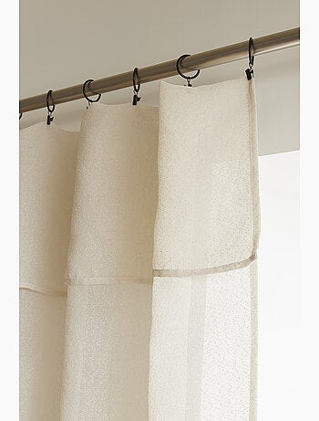 Rideau ajustable + 8 anneaux pince polyester effet bouclette