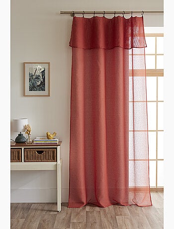 Rideau ajustable + 8 anneaux pince polyester effet bouclette