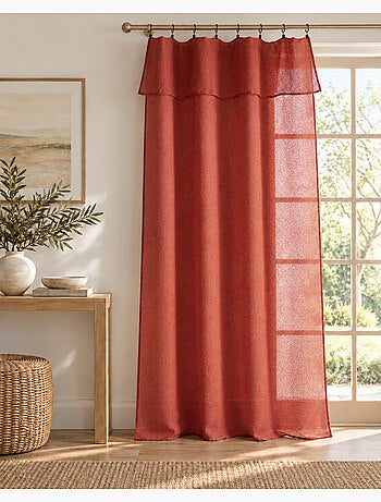 Rideau ajustable + 8 anneaux pince polyester effet bouclette