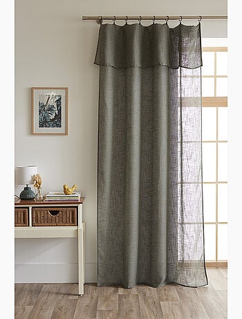 Rideau ajustable + 8 anneaux pince polyester effet lin nia