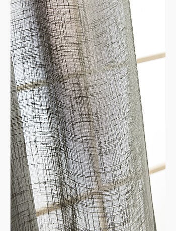 Rideau ajustable + 8 anneaux pince polyester effet lin nia