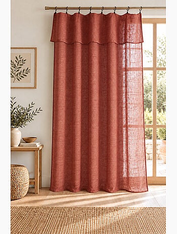 Rideau ajustable + 8 anneaux pince polyester effet lin nia