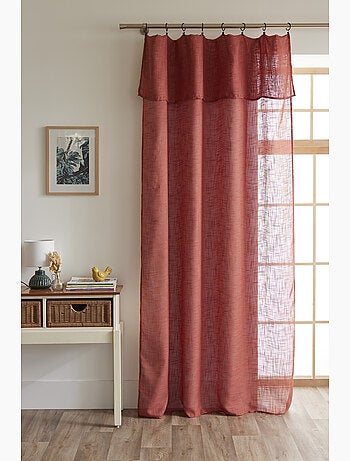 Rideau ajustable + 8 anneaux pince polyester effet lin nia