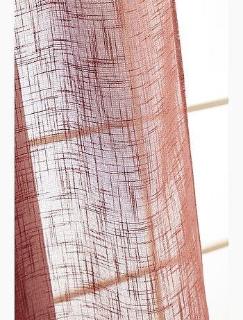 Rideau ajustable + 8 anneaux pince polyester effet lin nia