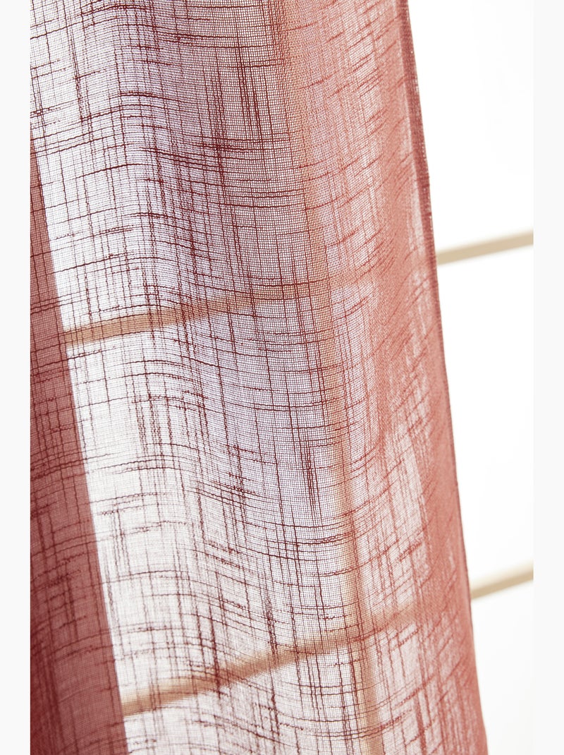 Rideau ajustable + 8 anneaux pince polyester effet lin nia Terracotta - Kiabi