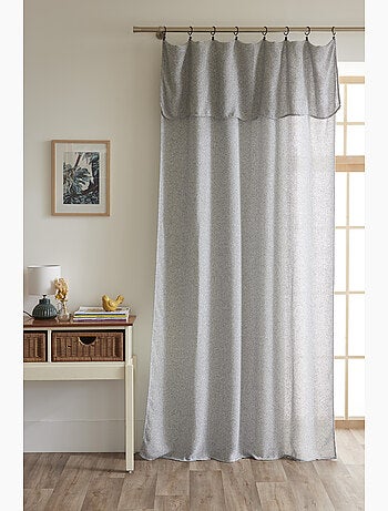 Rideau ajustable + 8 anneaux pince polyester fils teints effet chambray