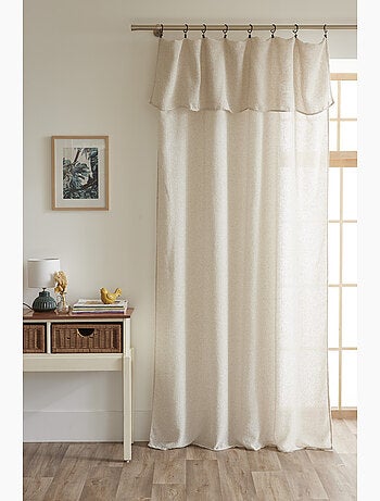 Rideau ajustable + 8 anneaux pince polyester fils teints effet chambray