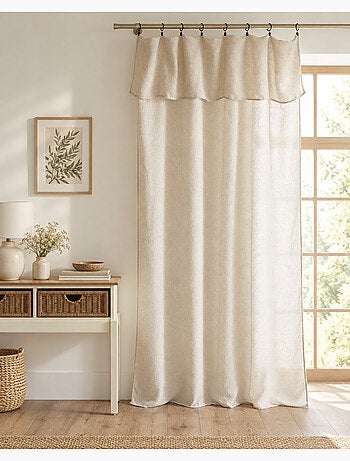 Rideau ajustable + 8 anneaux pince polyester fils teints effet chambray