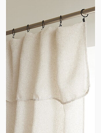 Rideau ajustable + 8 anneaux pince polyester fils teints effet chambray