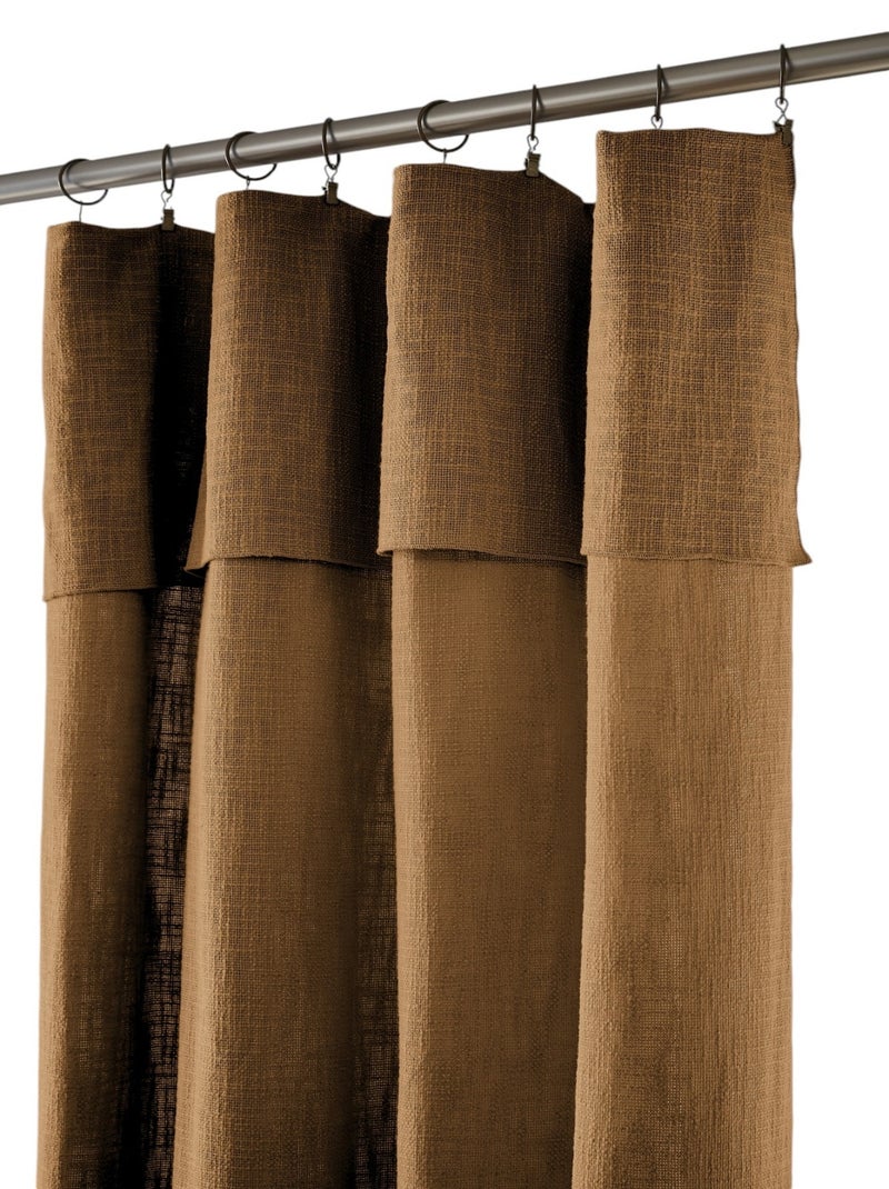 Rideau ajustable + 8 anneaux pince Sixtine Marron - Kiabi
