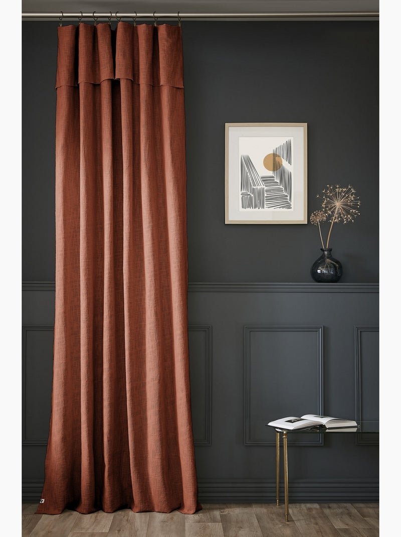 Rideau ajustable + 8 anneaux pince Sixtine Terracotta - Kiabi