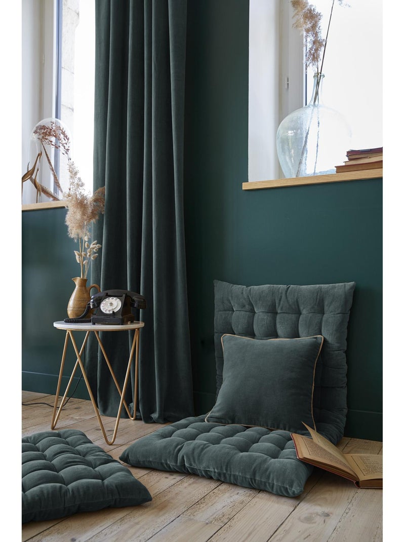 Rideau Ajustable + 8 Anneaux Pince – Velours de Coton César Gris foncé - Kiabi