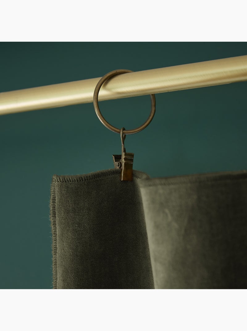 Rideau Ajustable + 8 Anneaux Pince – Velours de Coton César Kaki - Kiabi