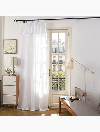 Rideau ajustable + 8 anneaux pinces – effet lin evasion