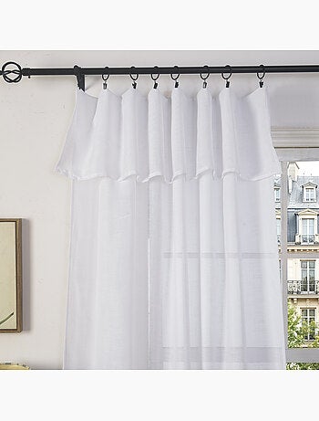 Rideau ajustable + 8 anneaux pinces – effet lin evasion