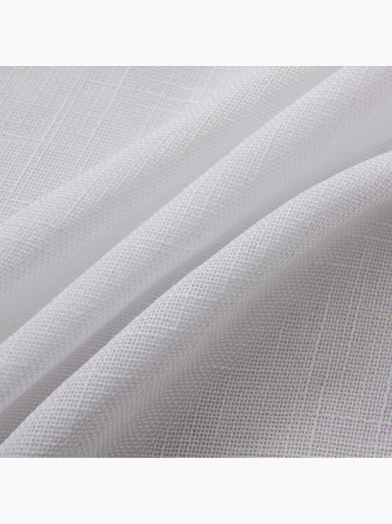 Rideau ajustable + 8 anneaux pinces – effet lin evasion Blanc - Kiabi