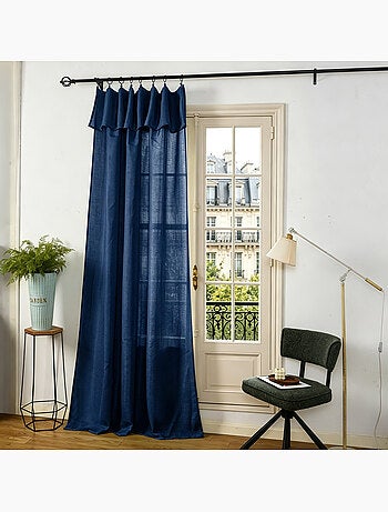 Rideau ajustable + 8 anneaux pinces – effet lin evasion