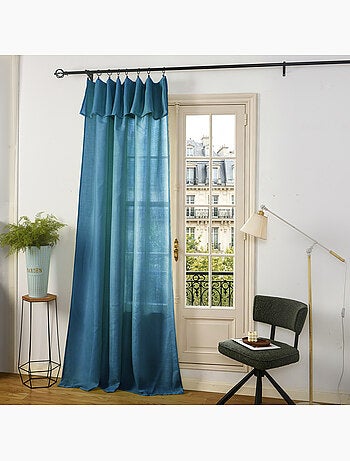 Rideau ajustable + 8 anneaux pinces – effet lin evasion