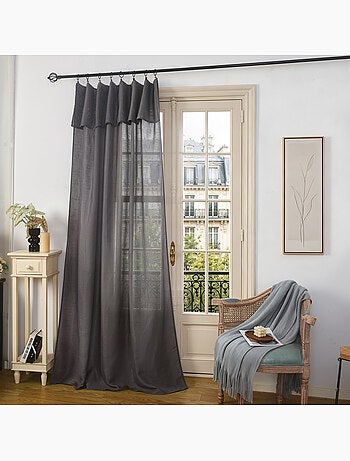 Rideau ajustable + 8 anneaux pinces – effet lin evasion