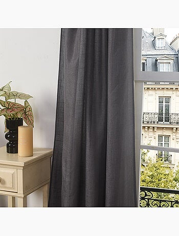 Rideau ajustable + 8 anneaux pinces – effet lin evasion