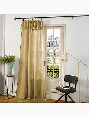 Rideau ajustable + 8 anneaux pinces – effet lin evasion