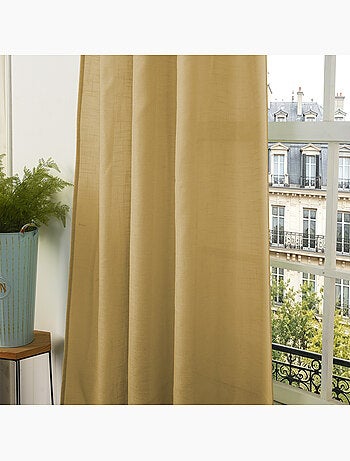 Rideau ajustable + 8 anneaux pinces – effet lin evasion