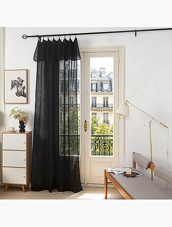 Rideau ajustable + 8 anneaux pinces – effet lin evasion