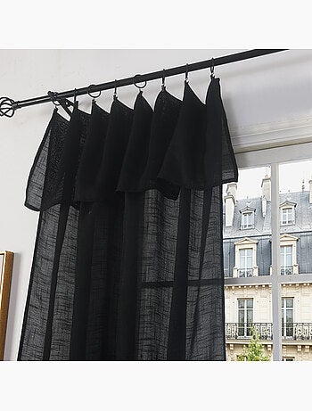 Rideau ajustable + 8 anneaux pinces – effet lin evasion